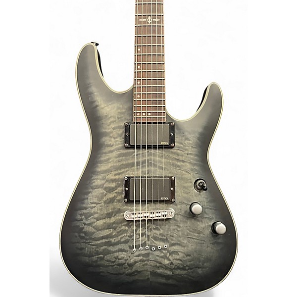 Used Schecter Guitar Research C1 Platinum Trans Black Solid Body Electric Guitar