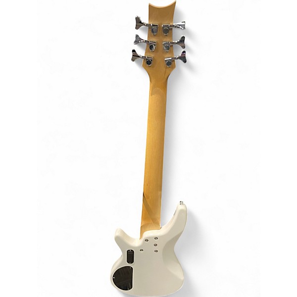 Used Glarry  GIB 6 STRING  WHITE Electric Bass Guitar