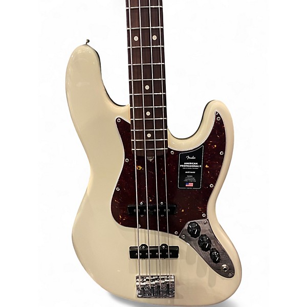 Used Fender American Professional II Jazz Bass Olympic White Electric Bass Guitar