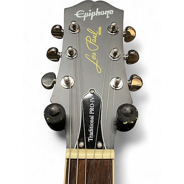 Used Epiphone Les Paul Traditional Pro IV Worn Ebony Solid Body Electric Guitar