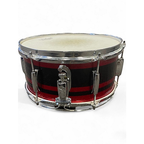 Used Gretsch Drums 6X12 Catalina Snare RED BLACK STRIPED SPARKLE Drum