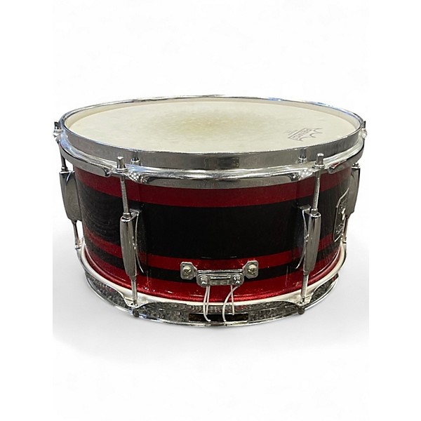 Used Gretsch Drums 6X12 Catalina Snare RED BLACK STRIPED SPARKLE Drum
