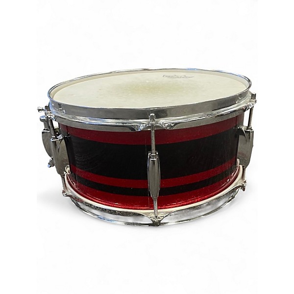 Used Gretsch Drums 6X12 Catalina Snare RED BLACK STRIPED SPARKLE Drum
