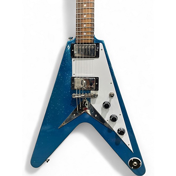 Used Epiphone FLYING V BLUE SPARKLE Solid Body Electric Guitar