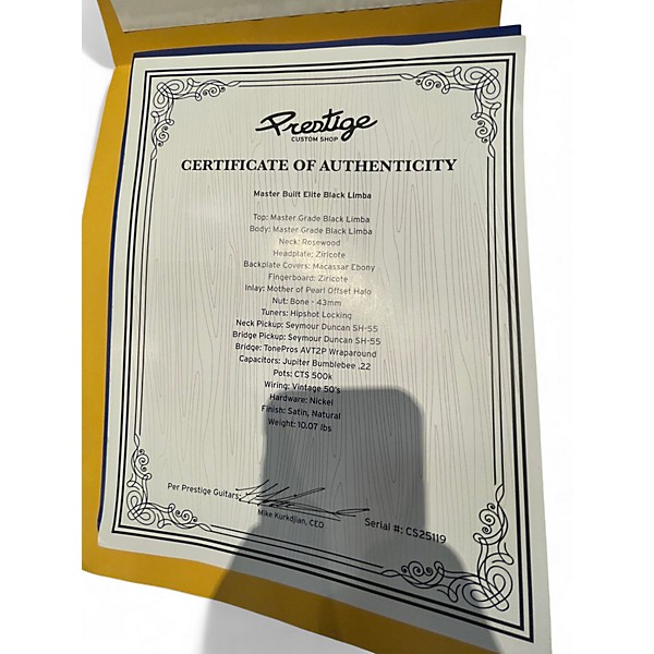 Used Prestige MASTER BUILT ELITE BLACK LIMBA BLACK LIMBA Solid Body Electric Guitar