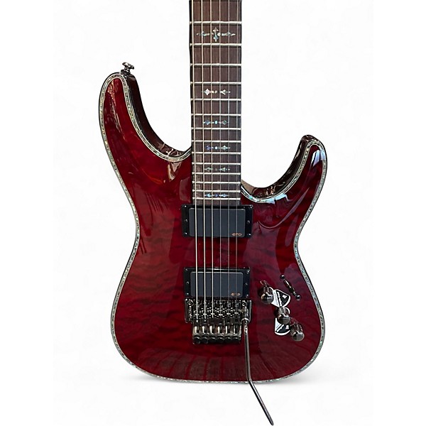 Used Schecter Guitar Research Hellraiser C1 Floyd Rose Crimson Red Burst Solid Body Electric Guitar