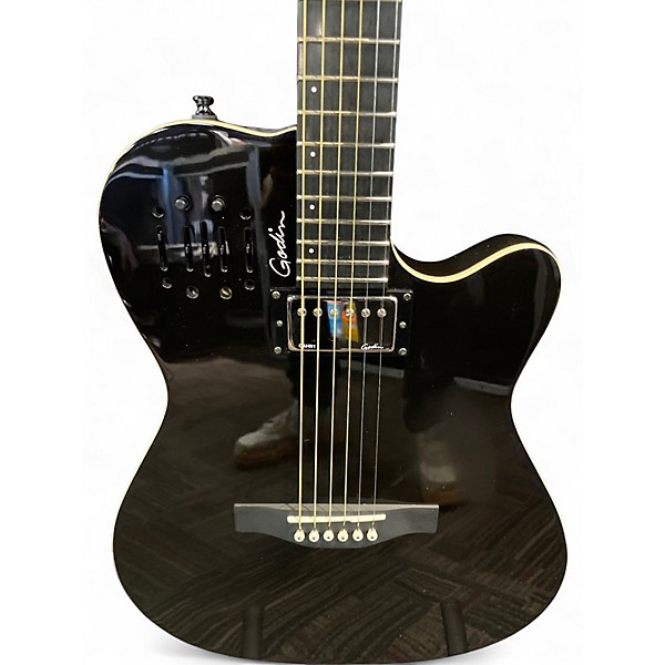 Used Godin A6 Ultra black flame Acoustic Electric Guitar