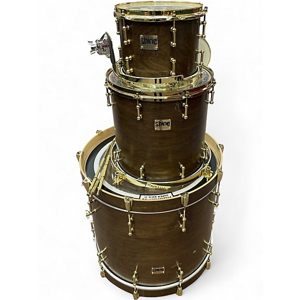 Used Shine Custom Drums & Percussion 3 Piece 3 Piece Shell Maple Pack Walnut Finish Drum Kit