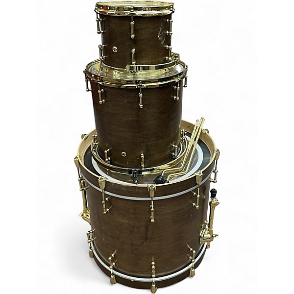Used Shine Custom Drums & Percussion 3 Piece 3 Piece Shell Maple Pack Walnut Finish Drum Kit