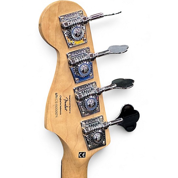 Used Squier Short Scale Vintage Modified Jaguar Inca Silver Electric Bass Guitar