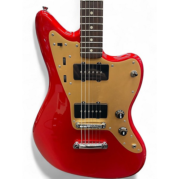 Used Squier DELUXE JAZZMASTER Candy Apple Red Metallic Solid Body Electric Guitar
