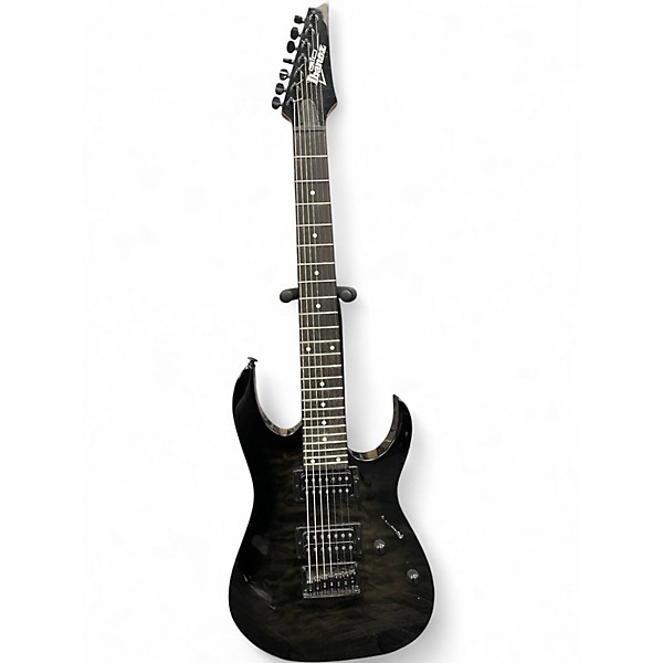 Used Ibanez GIO GRG7221QA Trans Black Solid Body Electric Guitar