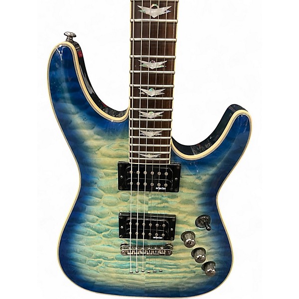 Used Schecter Guitar Research Omen Extreme 6 Blue Burst Solid Body Electric Guitar