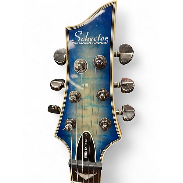 Used Schecter Guitar Research Omen Extreme 6 Blue Burst Solid Body Electric Guitar