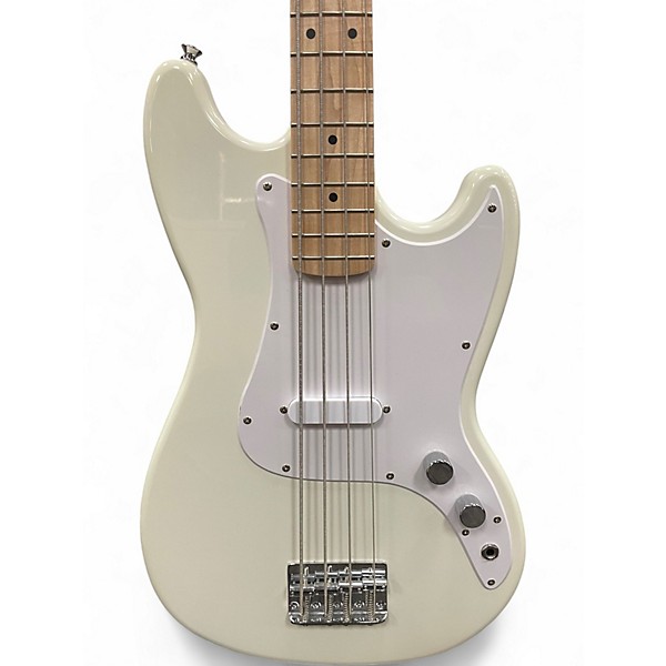 Used Squier Bronco Alpine White Electric Bass Guitar