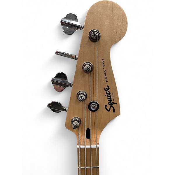 Used Squier Bronco Alpine White Electric Bass Guitar