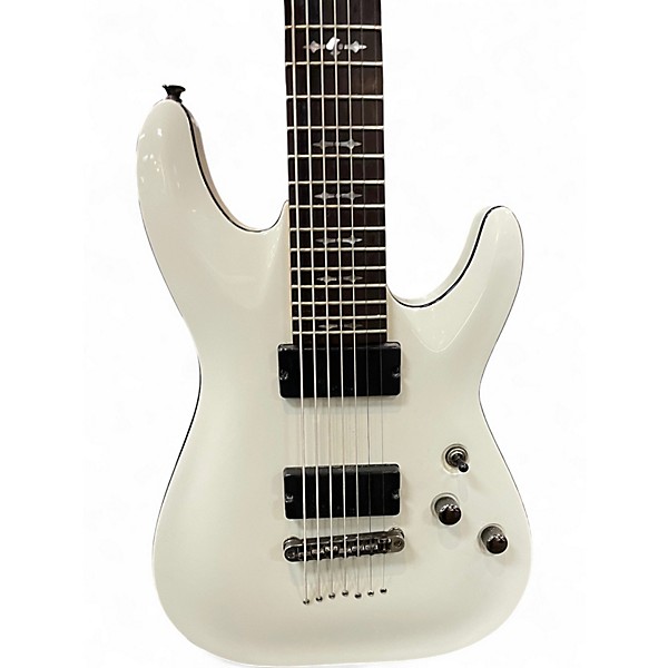 Used Schecter Guitar Research Demon 7 String Arctic White Solid Body Electric Guitar