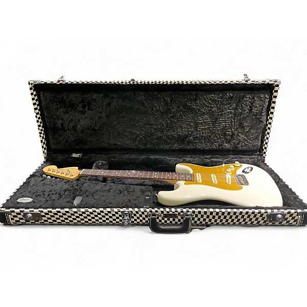 Used Fender American Performer Stratocaster SSS White and Gold Solid Body Electric Guitar