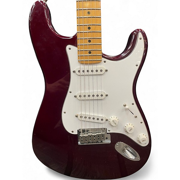 Used 1998 Fender American Standard Stratocaster Maroon Solid Body Electric Guitar