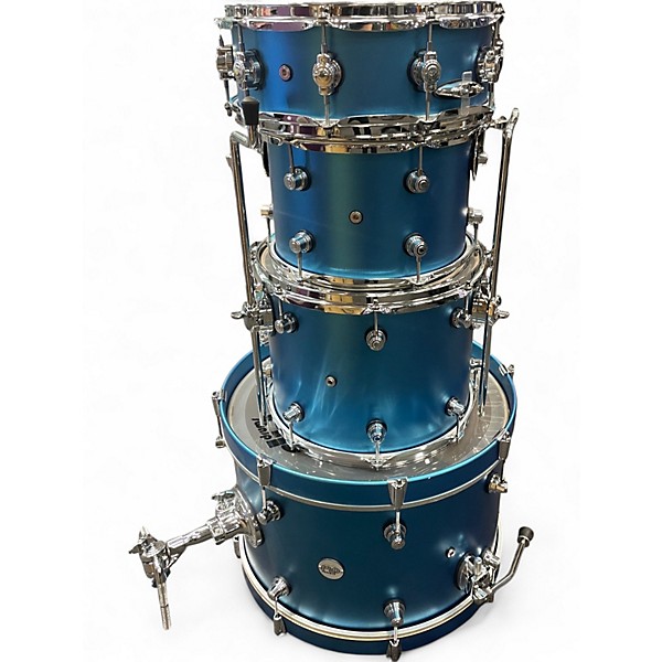 Used DW 4 Piece FREQUENT FLYER AQUA METALLIC Drum Kit
