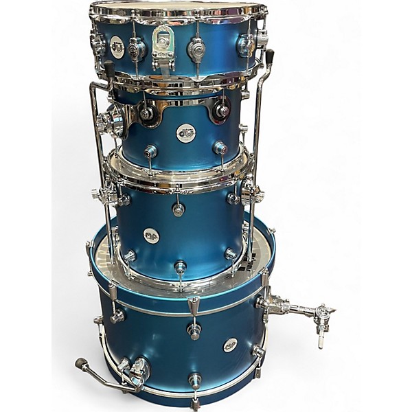 Used DW 4 Piece FREQUENT FLYER AQUA METALLIC Drum Kit