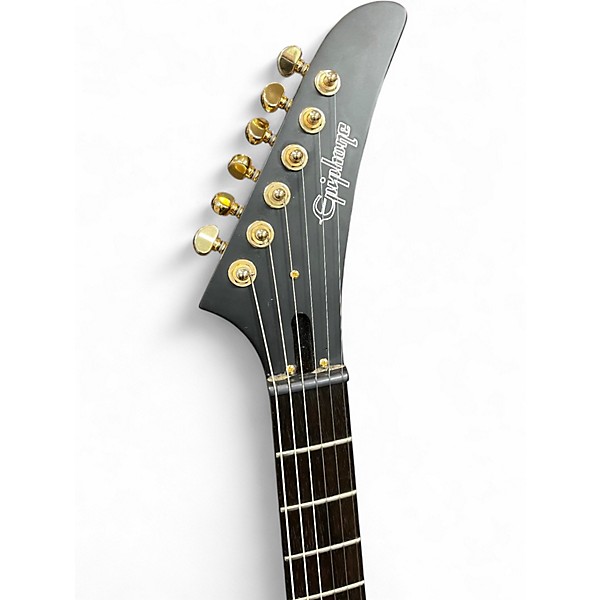 Used Epiphone Gothic 1958 Explorer Matte Black Solid Body Electric Guitar