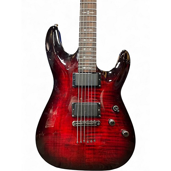 Used Schecter Guitar Research Demon 6 Crimson Red Burst Solid Body Electric Guitar