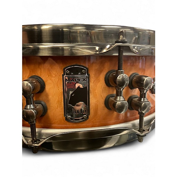 Used Mapex 14.25in Black Panther Design Lab Snare Drum Versatus Peach Burl Burst Drum