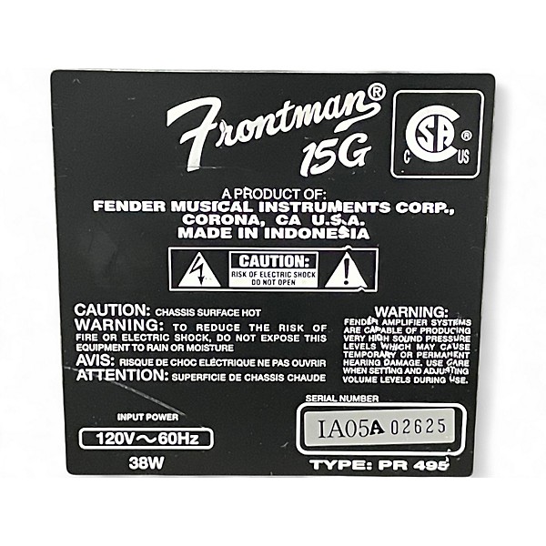 Used Fender Frontman 15G 15W Guitar Combo Amp