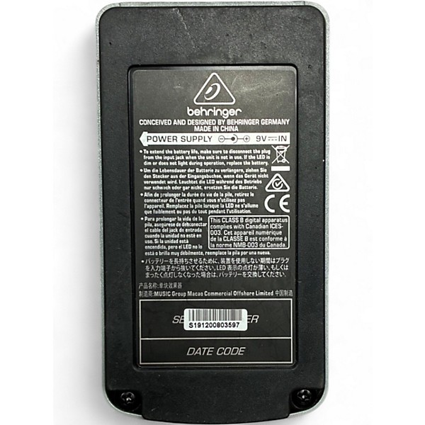 Used Behringer DR600 Digital Stereo Reverb Effect Pedal