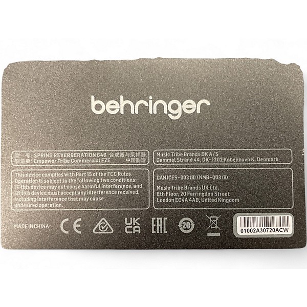 Used Behringer Spring Reverberation 647 Effects Processor