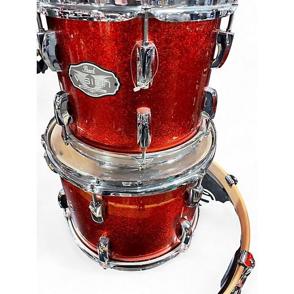 Used Pearl 5 Piece Vision Metallic Orange Drum Kit