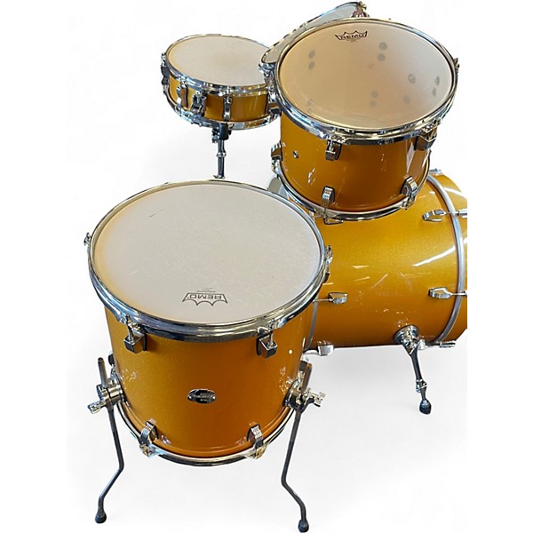 Used Ludwig 5 Piece element evolution gold sparkle Drum Kit