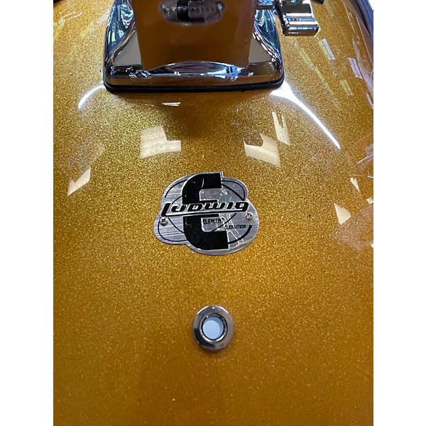 Used Ludwig 5 Piece element evolution gold sparkle Drum Kit