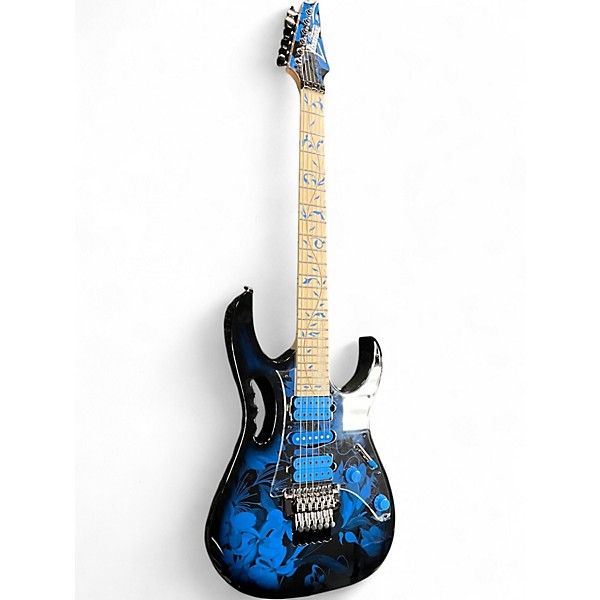 Used 2015 Ibanez JEM77P Steve Via Signature Blue Floral Pattern Solid Body Electric Guitar