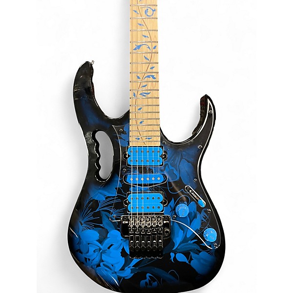 Used 2015 Ibanez JEM77P Steve Via Signature Blue Floral Pattern Solid Body Electric Guitar