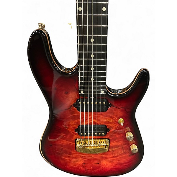 Used Ernie Ball Music Man Jason Richardson Signature Cutlass 7 Rorschach Red Solid Body Electric Guitar