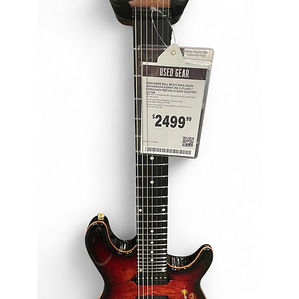 Used Ernie Ball Music Man Jason Richardson Signature Cutlass 7 Rorschach Red Solid Body Electric Guitar