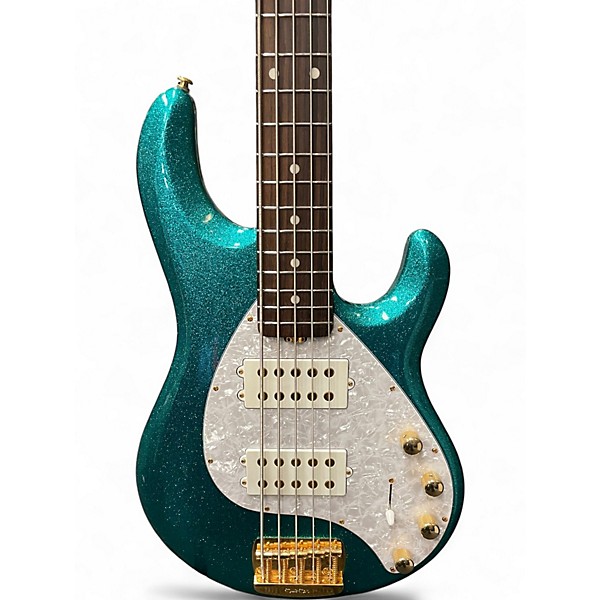 Used Ernie Ball Music Man Stingray HH 5 String Ocean Sparkle Electric Bass Guitar