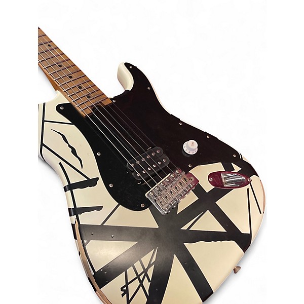 Used EVH Striped Series AGED Black and White Solid Body Electric Guitar