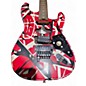 Used EVH Striped Series Frankie Red with Black and White Stripes Solid Body Electric Guitar