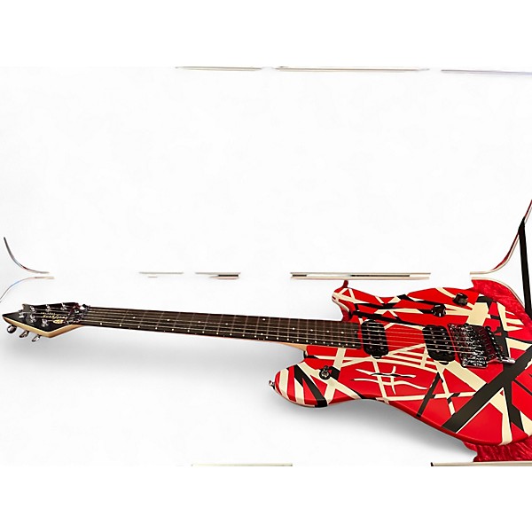 Used EVH WOLFGANG Red with Black and White Stripes Solid Body Electric Guitar