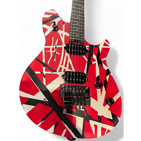 Used EVH WOLFGANG Red with Black and White Stripes Solid Body Electric Guitar