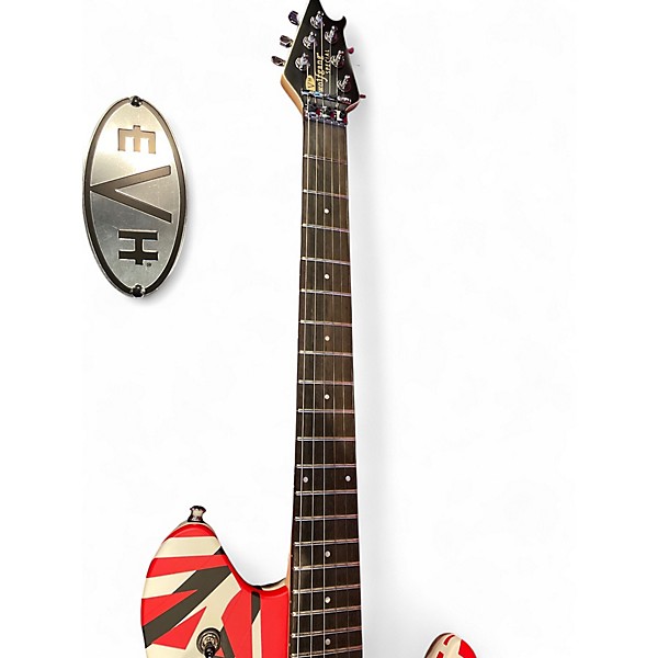 Used EVH WOLFGANG Red with Black and White Stripes Solid Body Electric Guitar