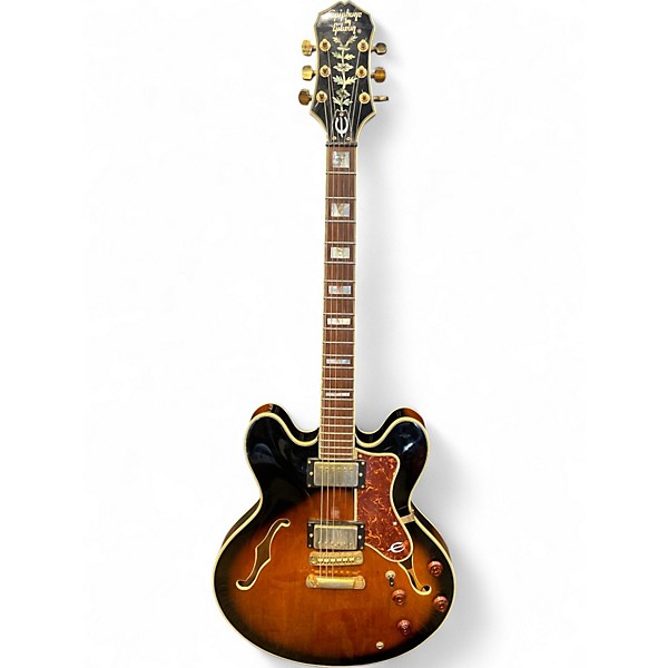 Used 1980s Epiphone Sheraton II Brown Sunburst Hollow Body Electric Guitar