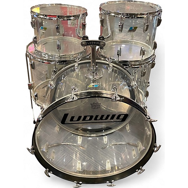 Vintage 1970s Ludwig 5 Piece Vistalite Clear Drum Kit
