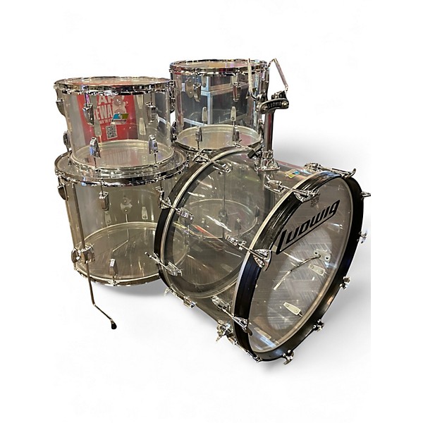 Vintage 1970s Ludwig 5 Piece Vistalite Clear Drum Kit