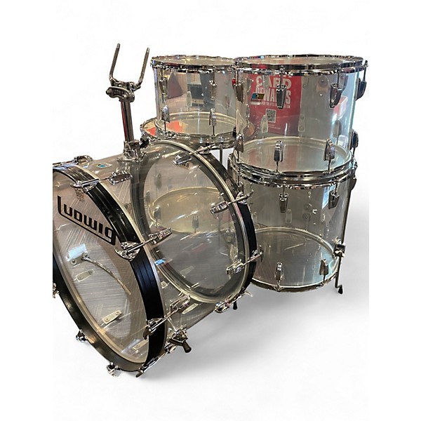 Vintage 1970s Ludwig 5 Piece Vistalite Clear Drum Kit