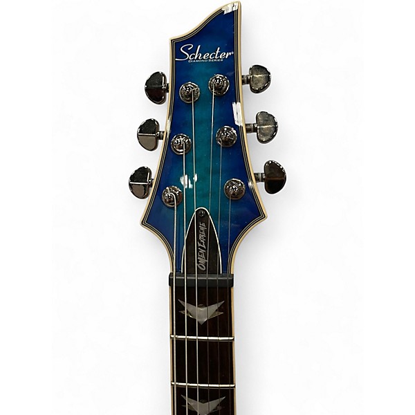 Used 2023 Schecter Guitar Research Omen Extreme 6 Ocean Blue Burst Solid Body Electric Guitar
