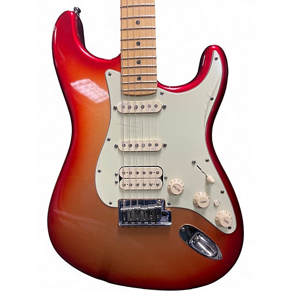 Used 2010 Fender American Deluxe Stratocaster HSS SUNSET METALLIC Solid Body Electric Guitar